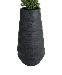 Alternative view of GloboStar® Artificial Garden BOLOGNA 20727 Επιδαπέδιο Πολυεστερικό Τσιμεντένιο Κασπώ Γλάστρα - Flower Pot Μαύρο Φ45 x Υ90cm