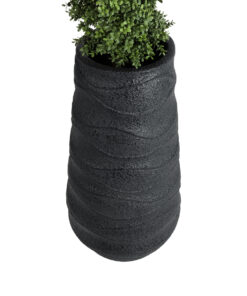 GloboStar® Artificial Garden BOLOGNA 20727 Επιδαπέδιο Πολυεστερικό Τσιμεντένιο Κασπώ Γλάστρα - Flower Pot Μαύρο Φ45 x Υ90cm 14 20727 4