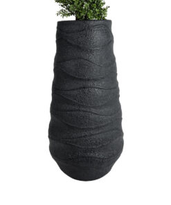 GloboStar® Artificial Garden BOLOGNA 20727 Επιδαπέδιο Πολυεστερικό Τσιμεντένιο Κασπώ Γλάστρα - Flower Pot Μαύρο Φ45 x Υ90cm 15 20727 5