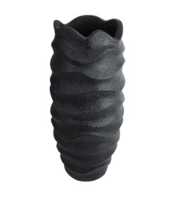 GloboStar® GloboStar® Artificial Garden MONREALE 20728 Επιδαπέδιο Πολυεστερικό Τσιμεντένιο Κασπώ Γλάστρα - Flower Pot Μαύρο Φ50 x Υ110cm