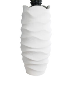 GloboStar® Artificial Garden PORTOFINO 20729 Επιδαπέδιο Πολυεστερικό Τσιμεντένιο Κασπώ Γλάστρα - Flower Pot Λευκό Φ50 x Υ110cm 13 20729 4