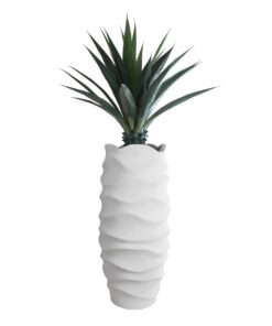 GloboStar® Artificial Garden PORTOFINO 20729 Επιδαπέδιο Πολυεστερικό Τσιμεντένιο Κασπώ Γλάστρα - Flower Pot Λευκό Φ50 x Υ110cm 14 20729 5