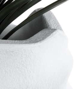 GloboStar® Artificial Garden PORTOFINO 20730 Επιδαπέδιο Πολυεστερικό Τσιμεντένιο Κασπώ Γλάστρα - Flower Pot Λευκό Φ50 x Υ80cm 16 20730 7