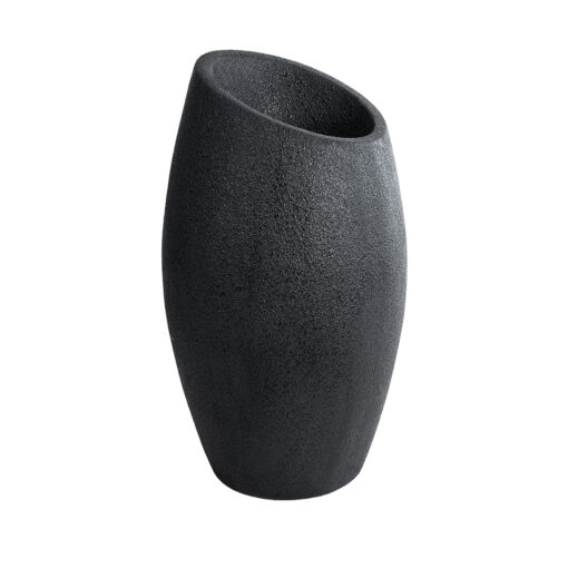 GloboStar® GloboStar® Artificial Garden MESTRE 20731 Επιδαπέδιο Πολυεστερικό Τσιμεντένιο Κασπώ Γλάστρα - Flower Pot Μαύρο Φ50 x Υ90cm