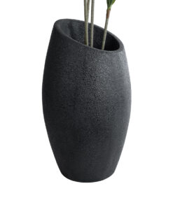 Alternative view of GloboStar® Artificial Garden MESTRE 20731 Επιδαπέδιο Πολυεστερικό Τσιμεντένιο Κασπώ Γλάστρα - Flower Pot Μαύρο Φ50 x Υ90cm