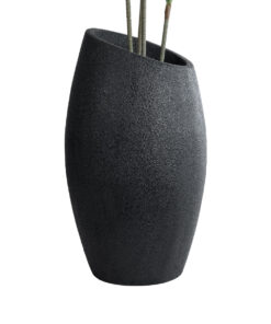 GloboStar® Artificial Garden MESTRE 20731 Επιδαπέδιο Πολυεστερικό Τσιμεντένιο Κασπώ Γλάστρα - Flower Pot Μαύρο Φ50 x Υ90cm 15 20731 05