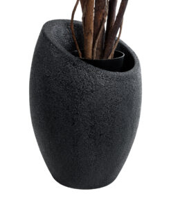 Alternative view of GloboStar® Artificial Garden MESTRE 20732 Επιδαπέδιο Πολυεστερικό Τσιμεντένιο Κασπώ Γλάστρα - Flower Pot Μαύρο Φ40 x Υ60cm