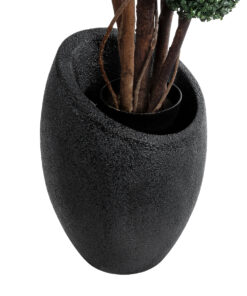 GloboStar® Artificial Garden MESTRE 20732 Επιδαπέδιο Πολυεστερικό Τσιμεντένιο Κασπώ Γλάστρα - Flower Pot Μαύρο Φ40 x Υ60cm 14 20732 4