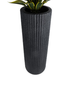 GloboStar® Artificial Garden MATERA 20733 Επιδαπέδιο Πολυεστερικό Τσιμεντένιο Κασπώ Γλάστρα - Flower Pot Μαύρο Φ42 x Υ120cm 14 20733 4