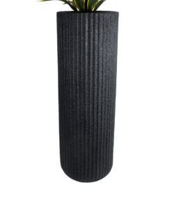 GloboStar® Artificial Garden MATERA 20733 Επιδαπέδιο Πολυεστερικό Τσιμεντένιο Κασπώ Γλάστρα - Flower Pot Μαύρο Φ42 x Υ120cm 15 20733 5