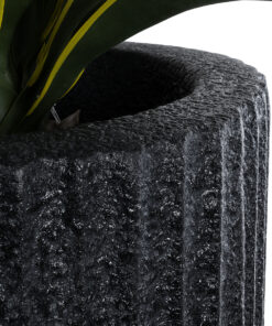 GloboStar® Artificial Garden MATERA 20733 Επιδαπέδιο Πολυεστερικό Τσιμεντένιο Κασπώ Γλάστρα - Flower Pot Μαύρο Φ42 x Υ120cm 17 20733 7