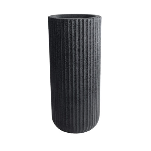 GloboStar® GloboStar® Artificial Garden MATERA 20734 Επιδαπέδιο Πολυεστερικό Τσιμεντένιο Κασπώ Γλάστρα - Flower Pot Μαύρο Φ42 x Υ90cm