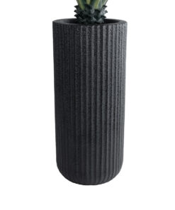 Alternative view of GloboStar® Artificial Garden MATERA 20734 Επιδαπέδιο Πολυεστερικό Τσιμεντένιο Κασπώ Γλάστρα - Flower Pot Μαύρο Φ42 x Υ90cm