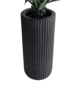 GloboStar® Artificial Garden MATERA 20734 Επιδαπέδιο Πολυεστερικό Τσιμεντένιο Κασπώ Γλάστρα - Flower Pot Μαύρο Φ42 x Υ90cm 14 20734 04