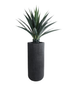 GloboStar® Artificial Garden MATERA 20734 Επιδαπέδιο Πολυεστερικό Τσιμεντένιο Κασπώ Γλάστρα - Flower Pot Μαύρο Φ42 x Υ90cm 16 20734 06