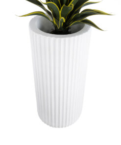 GloboStar® Artificial Garden MARSALA 20736 Επιδαπέδιο Πολυεστερικό Τσιμεντένιο Κασπώ Γλάστρα - Flower Pot Λευκό Φ41 x Υ90cm 15 20736 5