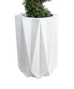 Alternative view of GloboStar® Artificial Garden PADOVA 20740 Επιδαπέδιο Πολυεστερικό Τσιμεντένιο Κασπώ Γλάστρα - Flower Pot Λευκό Φ46 x Υ67cm