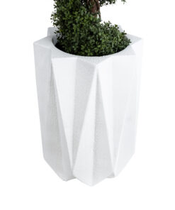 GloboStar® Artificial Garden PADOVA 20740 Επιδαπέδιο Πολυεστερικό Τσιμεντένιο Κασπώ Γλάστρα - Flower Pot Λευκό Φ46 x Υ67cm 14 20740 04