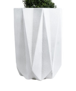 GloboStar® Artificial Garden PADOVA 20740 Επιδαπέδιο Πολυεστερικό Τσιμεντένιο Κασπώ Γλάστρα - Flower Pot Λευκό Φ46 x Υ67cm 15 20740 05