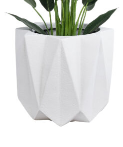 Alternative view of GloboStar® Artificial Garden PADOVA 20741 Επιδαπέδιο Πολυεστερικό Τσιμεντένιο Κασπώ Γλάστρα - Flower Pot Λευκό Φ51 x Υ46cm