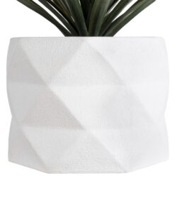 GloboStar® Artificial Garden VARENNA 20742 Επιδαπέδιο Πολυεστερικό Τσιμεντένιο Κασπώ Γλάστρα - Flower Pot Λευκό Φ40 x Υ30cm 16 20742 5