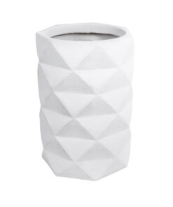 GloboStar® GloboStar® Artificial Garden VARENNA 20743 Επιδαπέδιο Πολυεστερικό Τσιμεντένιο Κασπώ Γλάστρα - Flower Pot Λευκό Φ40 x Υ60cm