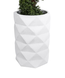 Alternative view of GloboStar® Artificial Garden VARENNA 20743 Επιδαπέδιο Πολυεστερικό Τσιμεντένιο Κασπώ Γλάστρα - Flower Pot Λευκό Φ40 x Υ60cm