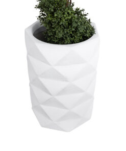 GloboStar® Artificial Garden VARENNA 20743 Επιδαπέδιο Πολυεστερικό Τσιμεντένιο Κασπώ Γλάστρα - Flower Pot Λευκό Φ40 x Υ60cm 14 20743 4