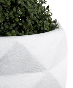 GloboStar® Artificial Garden VARENNA 20743 Επιδαπέδιο Πολυεστερικό Τσιμεντένιο Κασπώ Γλάστρα - Flower Pot Λευκό Φ40 x Υ60cm 17 20743 7