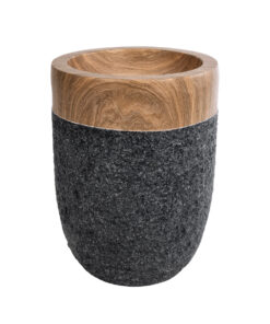 GloboStar® GloboStar® Artificial Garden BELLAGIO 20744 Επιδαπέδιο Πολυεστερικό Τσιμεντένιο Κασπώ Γλάστρα - Flower Pot Μαύρο με Καφέ Φ39 x Υ52cm