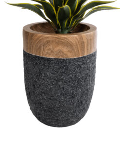 Alternative view of GloboStar® Artificial Garden BELLAGIO 20744 Επιδαπέδιο Πολυεστερικό Τσιμεντένιο Κασπώ Γλάστρα - Flower Pot Μαύρο με Καφέ Φ39 x Υ52cm