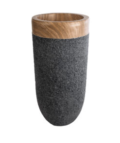 GloboStar® GloboStar® Artificial Garden BELLAGIO 20745 Επιδαπέδιο Πολυεστερικό Τσιμεντένιο Κασπώ Γλάστρα - Flower Pot Μαύρο με Καφέ Φ42 x Υ91cm