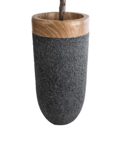 Alternative view of GloboStar® Artificial Garden BELLAGIO 20745 Επιδαπέδιο Πολυεστερικό Τσιμεντένιο Κασπώ Γλάστρα - Flower Pot Μαύρο με Καφέ Φ42 x Υ91cm