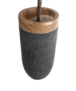 GloboStar® Artificial Garden BELLAGIO 20745 Επιδαπέδιο Πολυεστερικό Τσιμεντένιο Κασπώ Γλάστρα - Flower Pot Μαύρο με Καφέ Φ42 x Υ91cm 14 20745 04