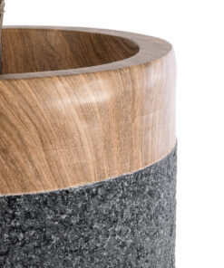 GloboStar® Artificial Garden BELLAGIO 20745 Επιδαπέδιο Πολυεστερικό Τσιμεντένιο Κασπώ Γλάστρα - Flower Pot Μαύρο με Καφέ Φ42 x Υ91cm 17 20745 07