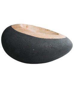 GloboStar® GloboStar® Artificial Garden RAVELLO 20746 Επιδαπέδιο Πολυεστερικό Τσιμεντένιο Κασπώ Γλάστρα - Flower Pot Μαύρο με Καφέ Μ82 x Π62 x Υ45cm