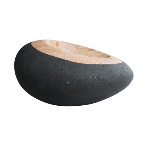 GloboStar® GloboStar® Artificial Garden RAVELLO 20746 Επιδαπέδιο Πολυεστερικό Τσιμεντένιο Κασπώ Γλάστρα - Flower Pot Μαύρο με Καφέ Μ82 x Π62 x Υ45cm