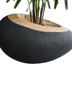 Alternative view of GloboStar® Artificial Garden RAVELLO 20746 Επιδαπέδιο Πολυεστερικό Τσιμεντένιο Κασπώ Γλάστρα - Flower Pot Μαύρο με Καφέ Μ82 x Π62 x Υ45cm