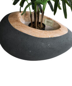 GloboStar® Artificial Garden RAVELLO 20746 Επιδαπέδιο Πολυεστερικό Τσιμεντένιο Κασπώ Γλάστρα - Flower Pot Μαύρο με Καφέ Μ82 x Π62 x Υ45cm 13 20746 4