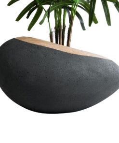 GloboStar® Artificial Garden RAVELLO 20746 Επιδαπέδιο Πολυεστερικό Τσιμεντένιο Κασπώ Γλάστρα - Flower Pot Μαύρο με Καφέ Μ82 x Π62 x Υ45cm 14 20746 5