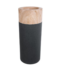 GloboStar® GloboStar® Artificial Garden BELLANO 20748 Επιδαπέδιο Πολυεστερικό Τσιμεντένιο Κασπώ Γλάστρα - Flower Pot Μαύρο με Καφέ Φ36 x Υ90cm