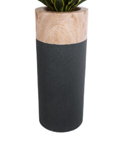 Alternative view of GloboStar® Artificial Garden BELLANO 20748 Επιδαπέδιο Πολυεστερικό Τσιμεντένιο Κασπώ Γλάστρα - Flower Pot Μαύρο με Καφέ Φ36 x Υ90cm