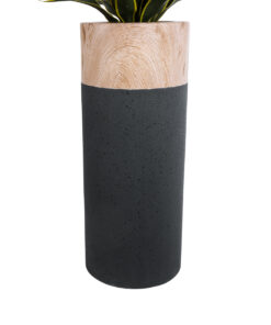 GloboStar® Artificial Garden BELLANO 20748 Επιδαπέδιο Πολυεστερικό Τσιμεντένιο Κασπώ Γλάστρα - Flower Pot Μαύρο με Καφέ Φ36 x Υ90cm 15 20748 5