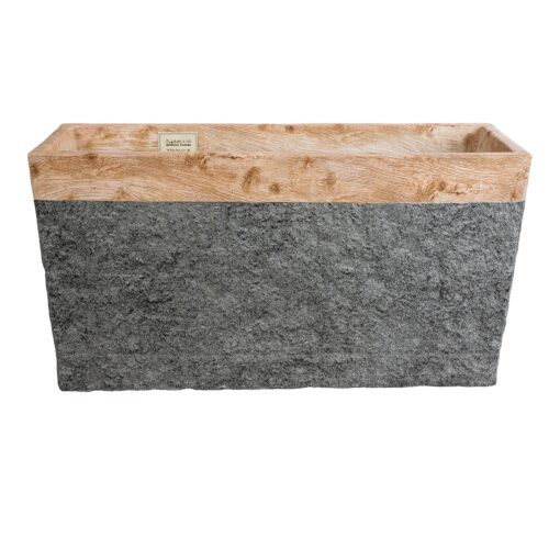 GloboStar® GloboStar® Artificial Garden TOSCANE 20749 Επιδαπέδιο Πολυεστερικό Τσιμεντένιο Κασπώ Γλάστρα - Flower Pot Γκρι με Καφέ Μ110 x Π30 x Υ61cm