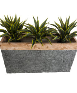 GloboStar® Artificial Garden TOSCANE 20749 Επιδαπέδιο Πολυεστερικό Τσιμεντένιο Κασπώ Γλάστρα - Flower Pot Γκρι με Καφέ Μ110 x Π30 x Υ61cm 14 20749 4