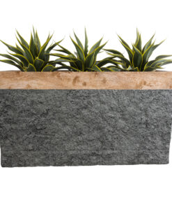 GloboStar® Artificial Garden TOSCANE 20749 Επιδαπέδιο Πολυεστερικό Τσιμεντένιο Κασπώ Γλάστρα - Flower Pot Γκρι με Καφέ Μ110 x Π30 x Υ61cm 15 20749 5