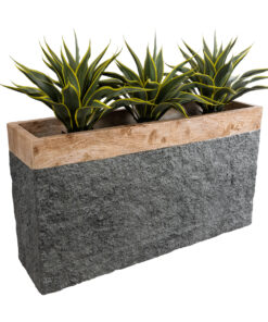 GloboStar® Artificial Garden TOSCANE 20749 Επιδαπέδιο Πολυεστερικό Τσιμεντένιο Κασπώ Γλάστρα - Flower Pot Γκρι με Καφέ Μ110 x Π30 x Υ61cm 16 20749 6