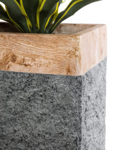 GloboStar® Artificial Garden TOSCANE 20749 Επιδαπέδιο Πολυεστερικό Τσιμεντένιο Κασπώ Γλάστρα - Flower Pot Γκρι με Καφέ Μ110 x Π30 x Υ61cm 17 20749 7