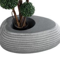 GloboStar® Artificial Garden FLORENCE 20750 Επιδαπέδιο Πολυεστερικό Τσιμεντένιο Κασπώ Γλάστρα - Flower Pot Γκρι Μ108 x Π72 x Υ40cm 14 20750 4