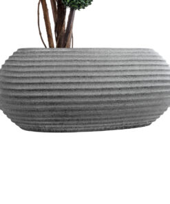 GloboStar® Artificial Garden FLORENCE 20750 Επιδαπέδιο Πολυεστερικό Τσιμεντένιο Κασπώ Γλάστρα - Flower Pot Γκρι Μ108 x Π72 x Υ40cm 15 20750 5